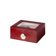 Humidor - rotbraun, mit Glasdeckel, spanischer Zeder, für 50 Zigarren