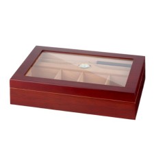 Gastrohumidor - für 80 Zigarren, mit Glasdeckel, spanischer Zeder, Befeuchter und Hygrometer