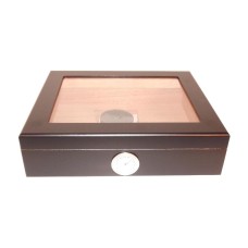 Humidor - Schwarz, Glasdeckel, spanischer Zeder, für 30 Zigarren