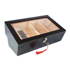 Humidor - mit Glasdeckel, spanischer Zeder, mit Befeuchter und Hygrometer - Angelo