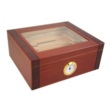 Humidor - cognacbraun, Glasdeckel, spanischer Zeder, für 40 Zigarren