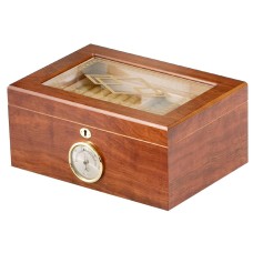 Humidor - hellbraun, Glasdeckel, spanischer Zeder, für 50 Zigarren