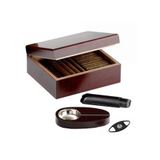 Humidor mit GeschenkSet - Bordeauxrot, spanischer Zeder, für 40 Zigarren