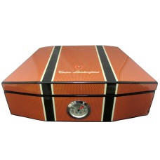 Humidor - Carbon-Orange, spanischer Zeder, für 50 Zigarren, Lamborghini