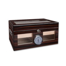 Humidor - Ebenholz-braun, Glasdeckel, spanischer Zeder, für 100 Zigarren