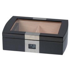 Humidor - Schwarz Carbon, Glasdeckel, spanischer Zeder, für 50 Zigarren, Passatore