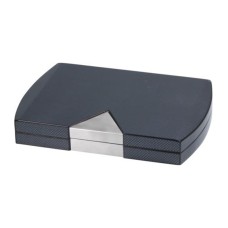 Humidor - schwarz, Carbon-design, spanischer Zeder, für 15 Zigarren, zur Reise (25x19x4cm)