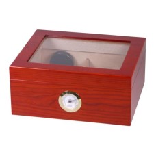 Humidor - Braun, mit Glasdeckel, spanischer Zeder, für 30 Zigarren