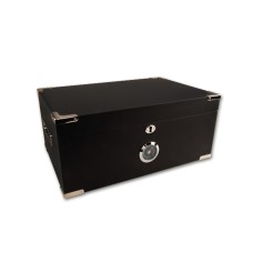 Humidor - aus spanischer Zeder, für 80 Zigarren, schwarz matt + Zigarrenschere