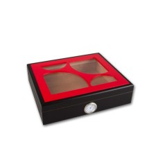 Humidor - 26x22x7cm, rot Glasdeckel