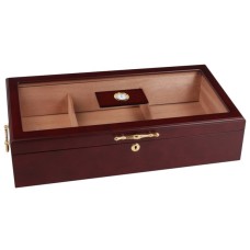 Humidor - Braun, mit Glasdeckel, spanischer Zeder, für 150 Zigarren