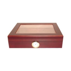 Humidor - Bordeauxrot, Glasdeckel, spanischer Zeder, für 30 Zigarren