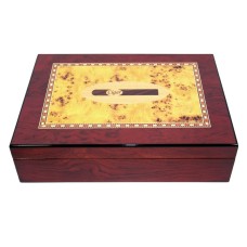 Humidor - braun, spanischer Zeder, für 30 Zigarren, Befeuchter und Hygrometer - braun lackiert, Zigarren-dekor