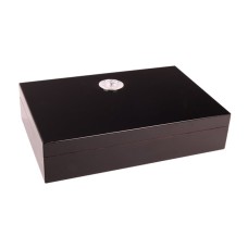 Humidor - schwarz, spanischer Zeder, für 15 Zigarren, zur Reise (26x17x6cm)