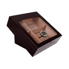 Humidor - Schwarz matt, Glasdeckel, spanischer Zeder, für 80 Zigarren