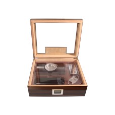 Humidor mit GeschenkSet - dunkelbraun lackierte, spanischer Zeder, für 50 Zigarren