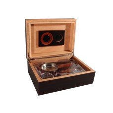 Humidor mit GeschenkSet - Teakholz-Effekt, spanischer Zeder, für 30 Zigarren - Achenty!