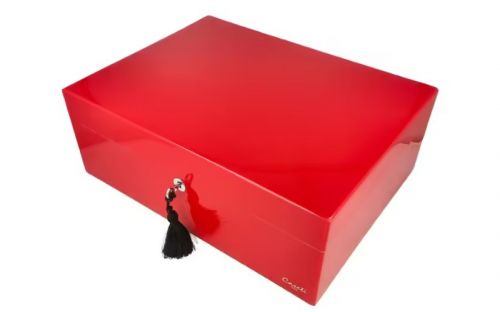 Caseti Paris Humidor, spanischer Zeder, für 80 Zigarren - Rot, Hochglanz lackiert