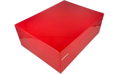 Caseti Paris Humidor, spanischer Zeder, für 80 Zigarren - Rot, Hochglanz lackiert