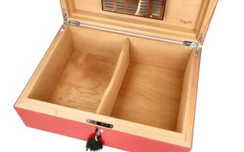 Caseti Paris Humidor, spanischer Zeder, für 80 Zigarren - Rot, Hochglanz lackiert