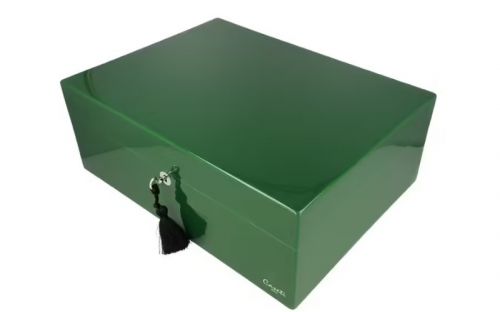 Caseti Paris Humidor, spanischer Zeder, für 80 Zigarren - Grün, Hochglanz lackiert