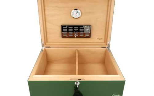 Caseti Paris Humidor, spanischer Zeder, für 80 Zigarren - Grün, Hochglanz lackiert