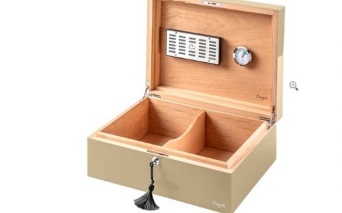 Caseti Paris Humidor, spanischer Zeder, für 80 Zigarren - Beige, Hochglanz lackiert