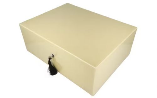 Caseti Paris Humidor, spanischer Zeder, für 80 Zigarren - Beige, Hochglanz lackiert
