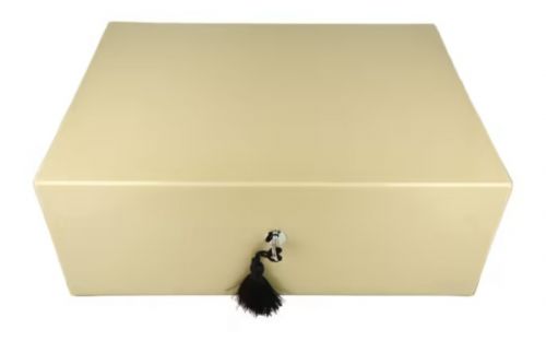 Caseti Paris Humidor, spanischer Zeder, für 80 Zigarren - Beige, Hochglanz lackiert