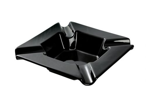 Zigarren-Aschenbecher für 4 Zigarren - Großformat, schwarze Keramik (22x22x5cm)