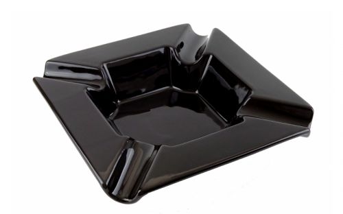 Zigarren-Aschenbecher für 4 Zigarren - Großformat, schwarze Keramik (22x22x5cm)