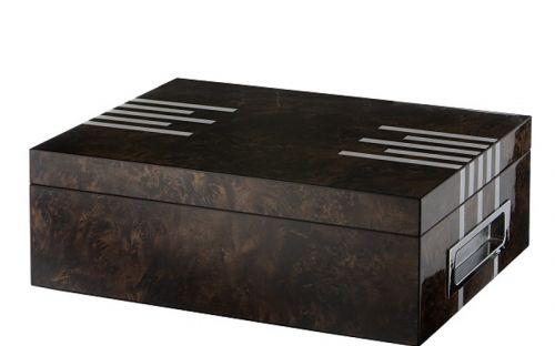 Humidor - braun, spanischer Zeder, für 50 Zigarren, Befeuchter und digital Hygrometer - braun lackiert