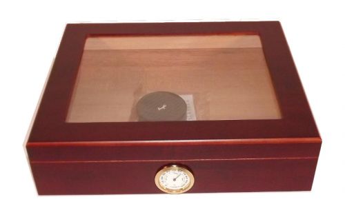 Humidor - Bordeauxrot, Glasdeckel, spanischer Zeder, für 30 Zigarren
