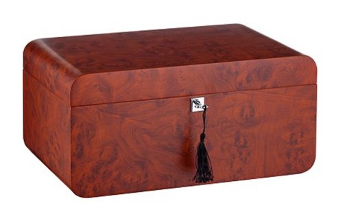 Humidor - braun und abgerundet, spanischer Zeder, für 80 Zigarren