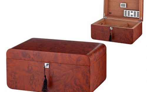 Humidor - braun und abgerundet, spanischer Zeder, für 80 Zigarren