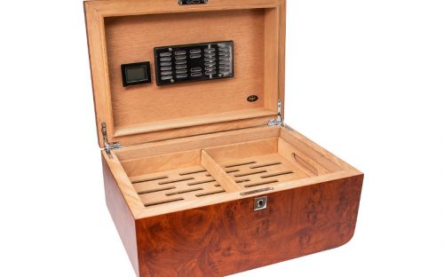 Humidor - braun und abgerundet, spanischer Zeder, für 80 Zigarren