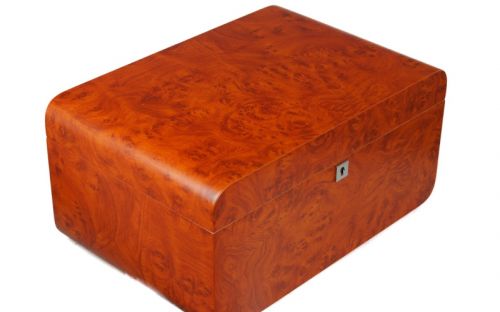 Humidor - braun und abgerundet, spanischer Zeder, für 80 Zigarren