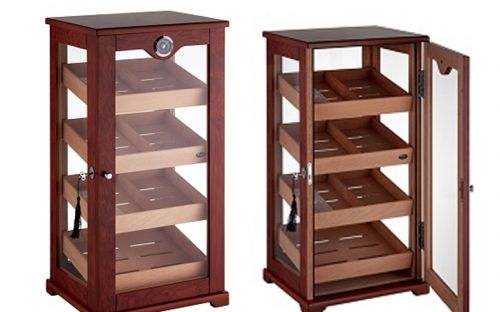 Humidorschrank - braun, Glastür, spanischer Zeder, für 150 Zigarren