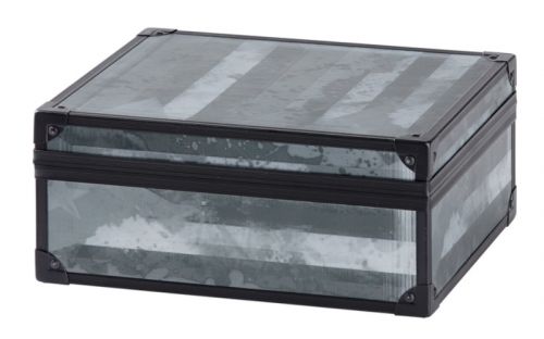 Humidor für 40 Zigarren, spanischer Zedernholz mit Metallrahmen, Befeuchter, Hygrometer - grau, Angelo