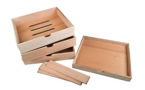 Humidorschrank für 80 Zigarren, 4 Schubladen, externer Hygrometer, Glastür - braun, Angelo