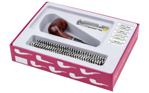 Pfeifen Geschenk-Set Jean-Claude - gerade Pfeife, braun matt