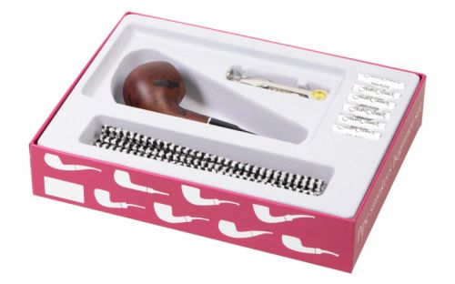 Pfeifen Geschenk-Set Jean-Claude - Jean-Claude - gebogene Pfeife, braun rustiziert