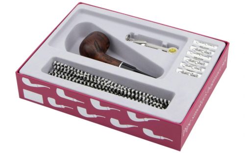 Pfeifen Geschenk-Set Jean-Claude - gerade Pfeife, braun rustiziert