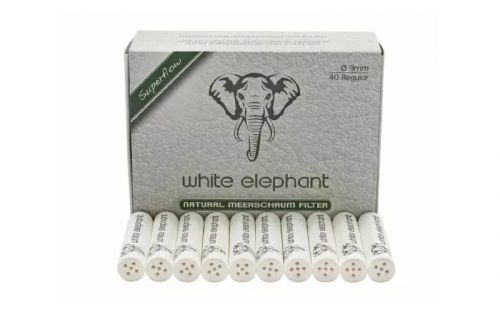 White Elephant Superflow Natur-Meerschaum-PfeifenFilter 9mm - 40St.