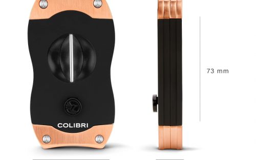 Zigarrenabschneider Colibri V-Cut - schwarz/Rosegold gebürstet
