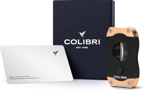 Zigarrenabschneider Colibri V-Cut - schwarz/Rosegold gebürstet