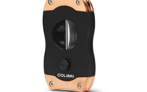 Zigarrenabschneider Colibri V-Cut - schwarz/Rosegold gebürstet