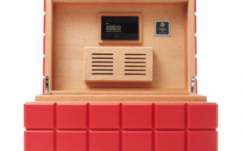 Colibri Heritage Humidor für 100-150 Zigarren, Zedernholz Zigarrenkiste mit Hygrometer, Befeuchter - rot