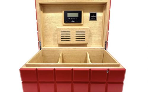 Colibri Heritage Humidor für 100-150 Zigarren, Zedernholz Zigarrenkiste mit Hygrometer, Befeuchter - rot