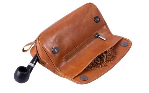 Alpenleder Michl Pfeifentasche für 1 Pfeife - Cognac